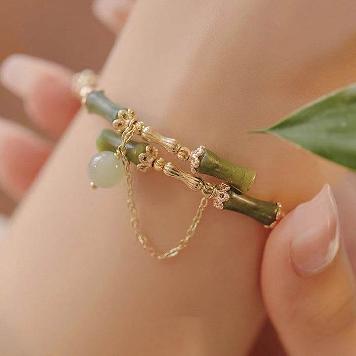 Bamboo Jade Pattern Luck Bracelet Bangle - Fortune & Karma