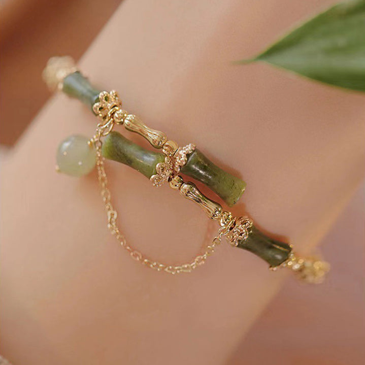 Bamboo Jade Pattern Luck Bracelet Bangle - Fortune & Karma