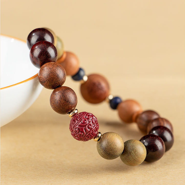 Chinese Zodiac Natural Green Sandalwood Protection Bracelet