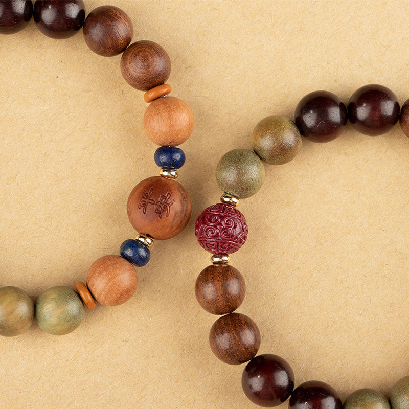 Chinese Zodiac Natural Green Sandalwood Protection Bracelet