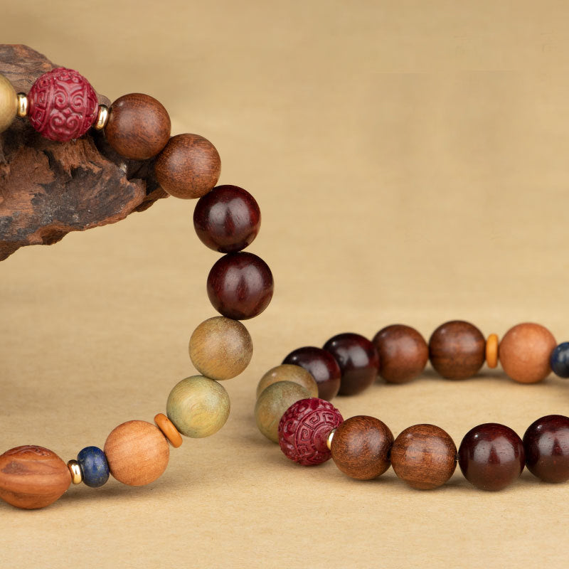 Chinese Zodiac Natural Green Sandalwood Protection Bracelet