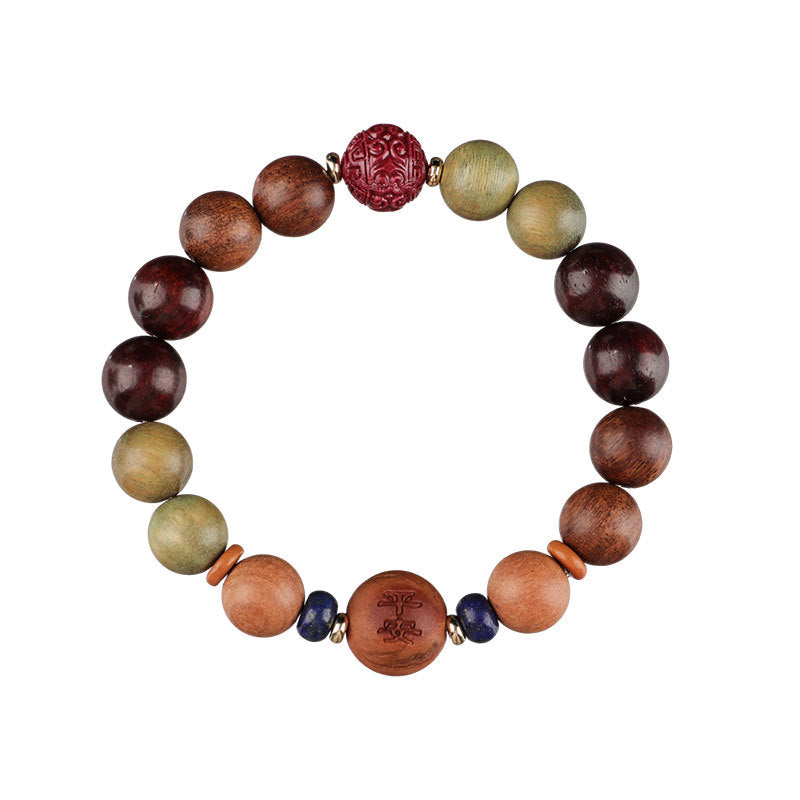 Chinese Zodiac Natural Green Sandalwood Protection Bracelet