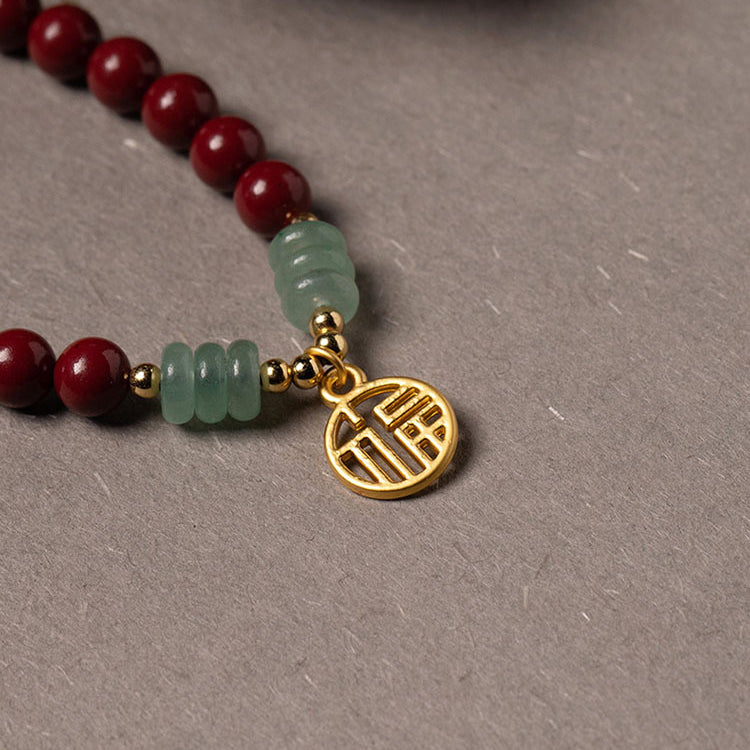 Cinnabar Green Aventurine Luck Blessing Bracelet