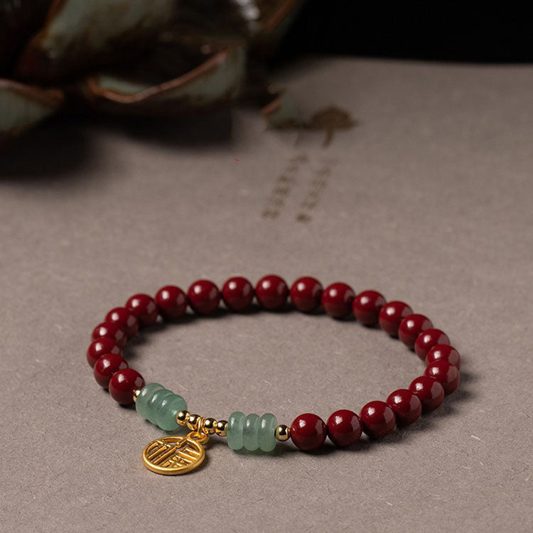 Cinnabar Green Aventurine Luck Blessing Bracelet
