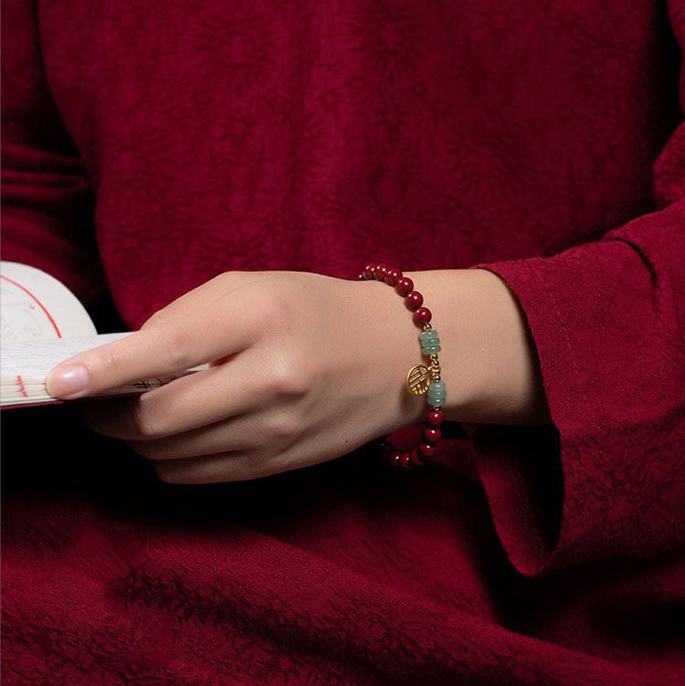 Cinnabar Green Aventurine Luck Blessing Bracelet