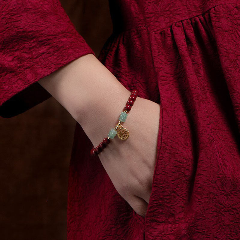 Cinnabar Green Aventurine Luck Blessing Bracelet
