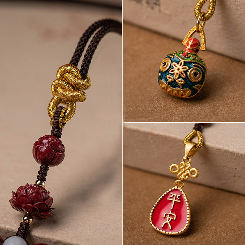 Fortune & Karma Cinnabar Lotus Peace Blessing Car Hanging Decoration