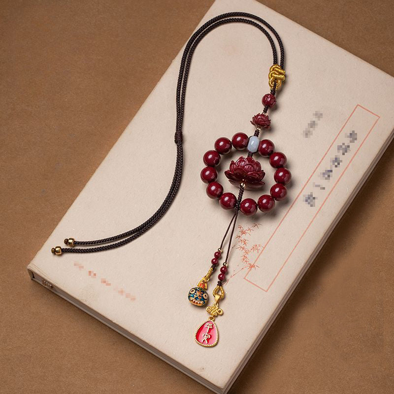 Fortune & Karma Cinnabar Lotus Peace Blessing Car Hanging Decoration