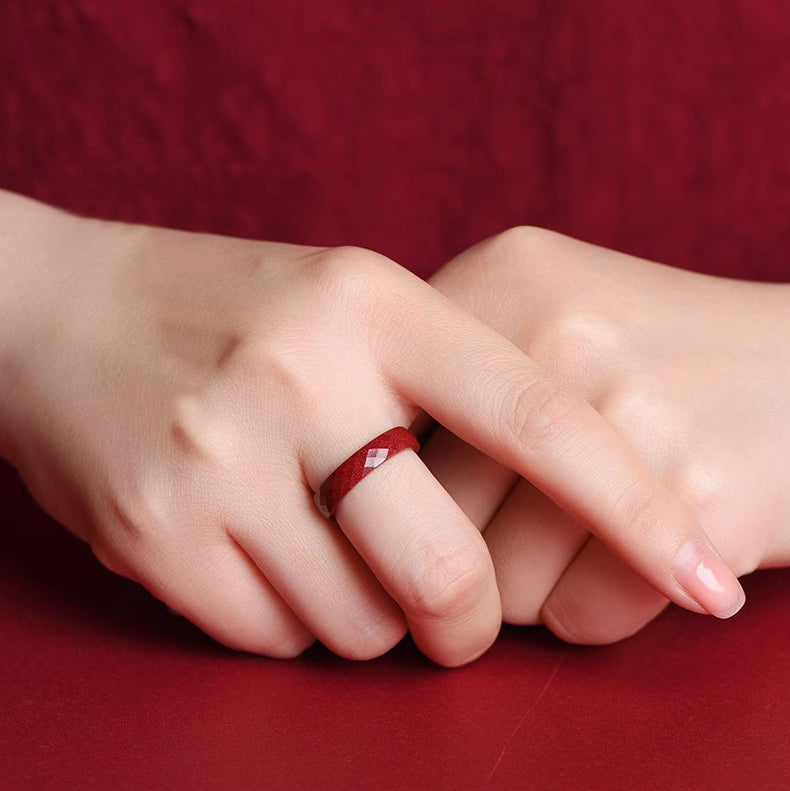 Cinnabar Om Mani Padme Hum Auspicious Clouds Blessing Ring