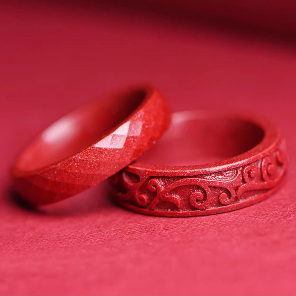 Cinnabar Om Mani Padme Hum Auspicious Clouds Blessing Ring