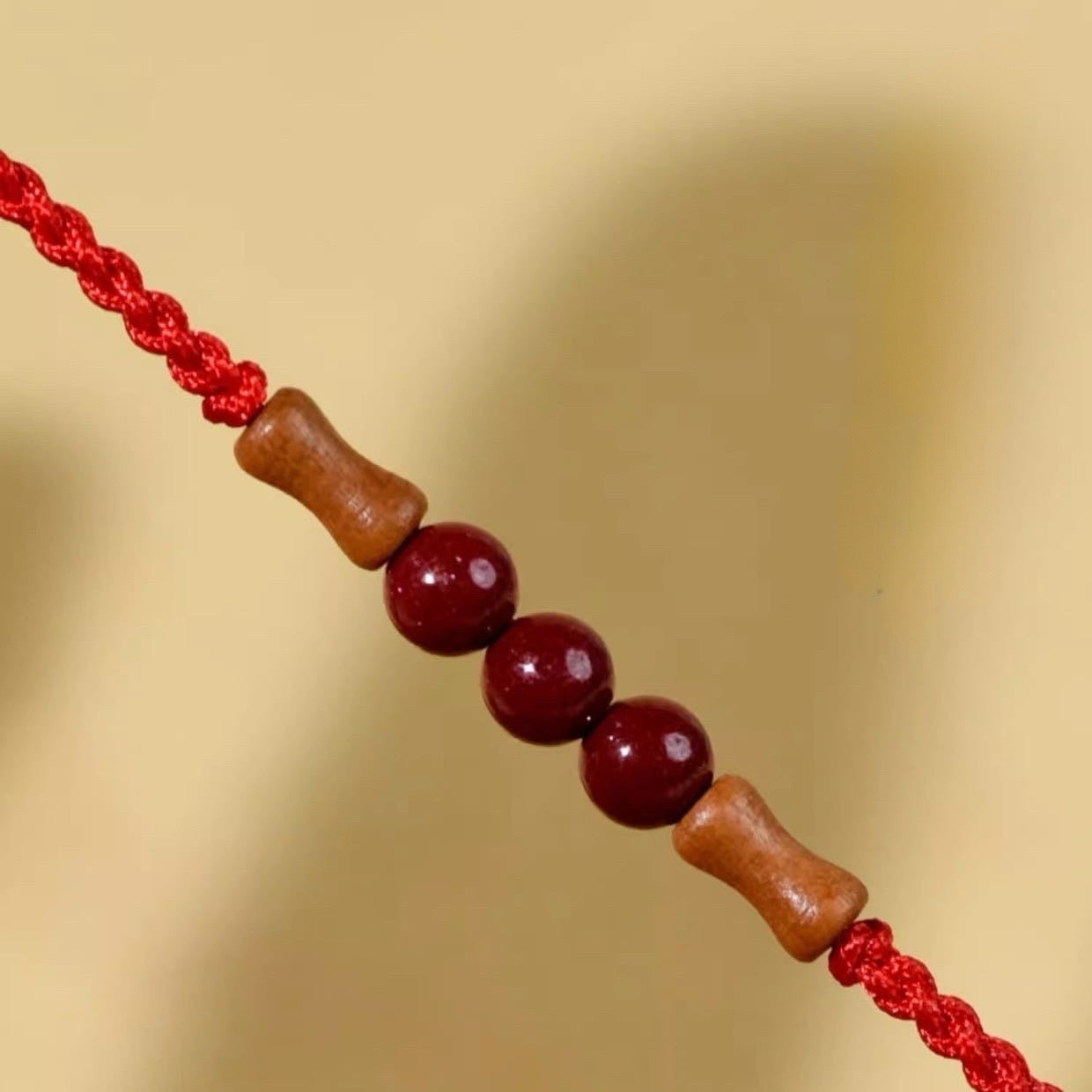 Cinnabar Peach Wood Bamboo Bracelet