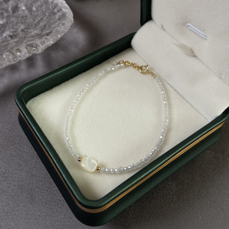 Crystal Cat Charm Adjustable Healing Bracelet