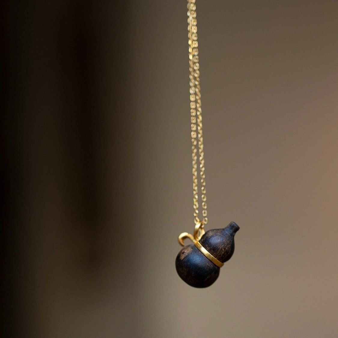 Fortune & Karma Ethnic Agarwood Gourd Pendant Necklace