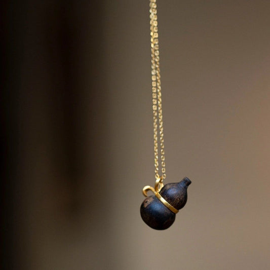 Fortune & Karma Ethnic Agarwood Gourd Pendant Necklace