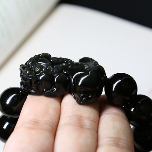 FengShui PiXiu Obsidian Wealth Bracelet - Fortune & Karma
