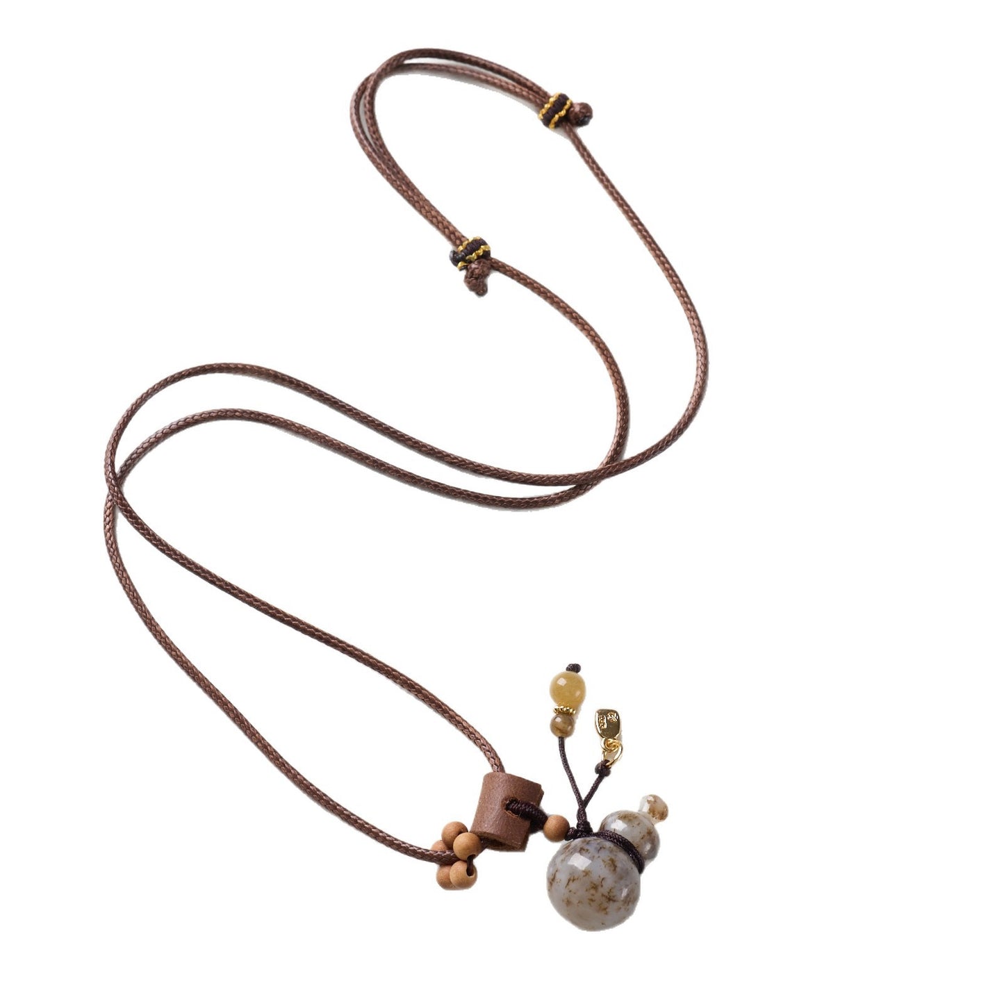 Hetian Jade Gourd Wax Cord Necklace