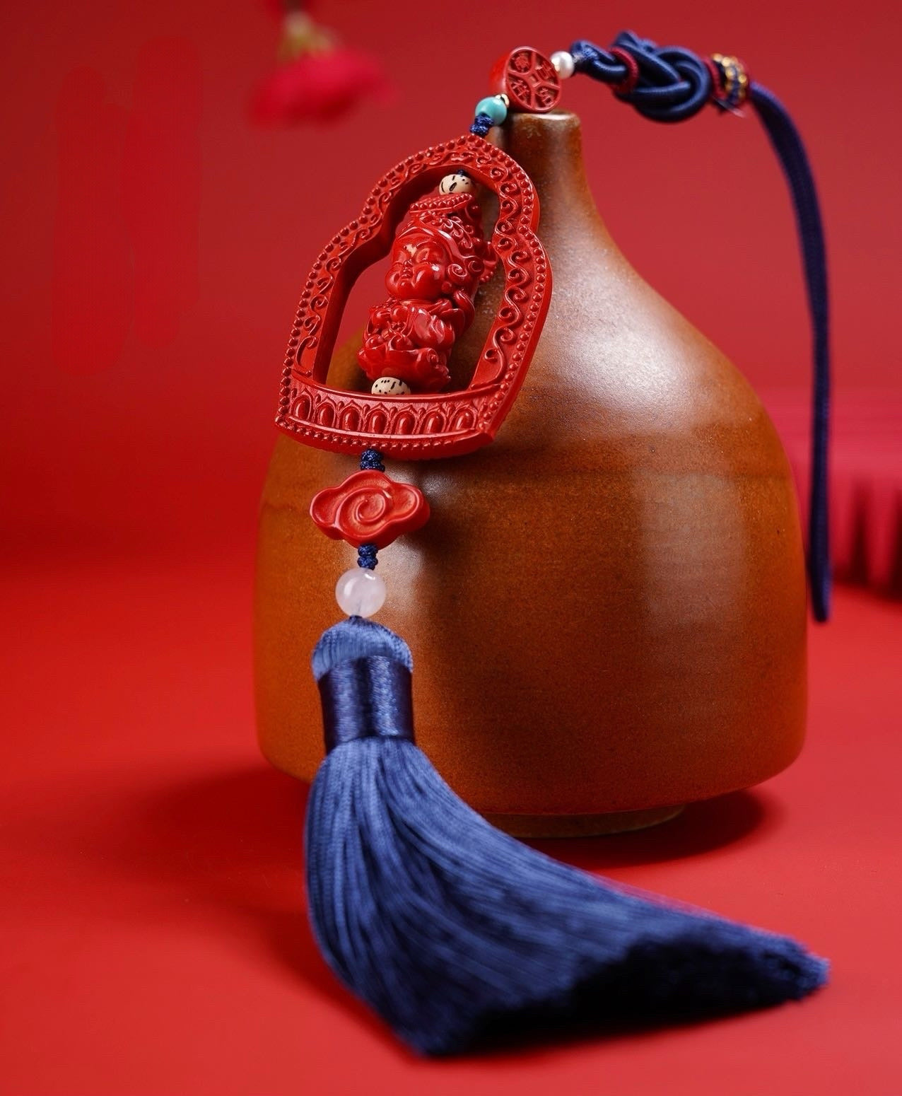 Imperial Red Cinnabar Mazu Car Charm