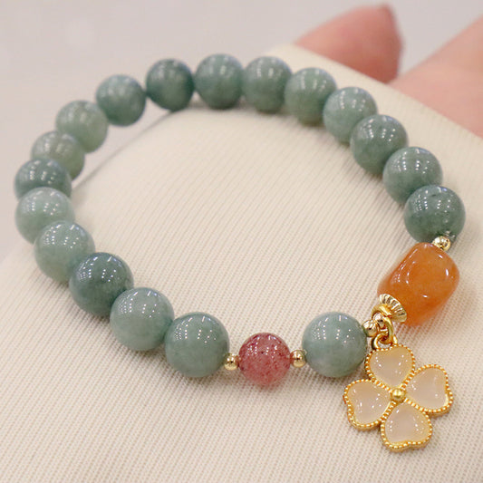 Jade Four Leaf Clover Charm Prosperity Bracelet - Fortune & Karma