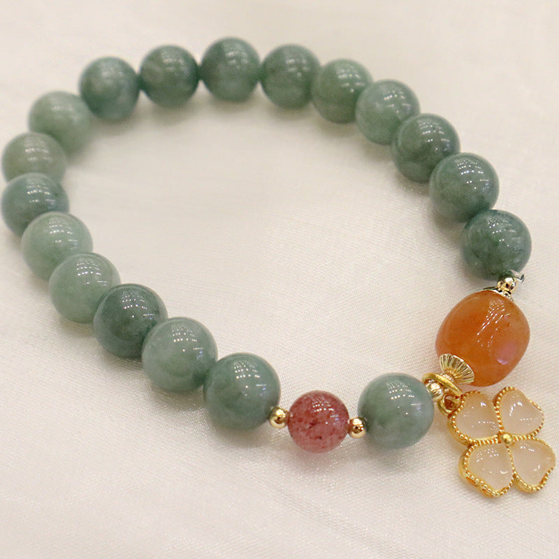Jade Four Leaf Clover Charm Prosperity Bracelet - Fortune & Karma