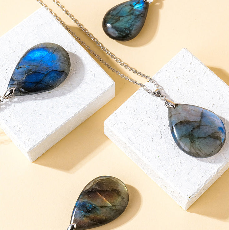 Labradorite Water Drop Support Healing Necklace Pendant