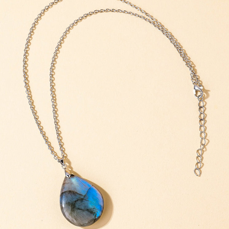 Labradorite Water Drop Support Healing Necklace Pendant
