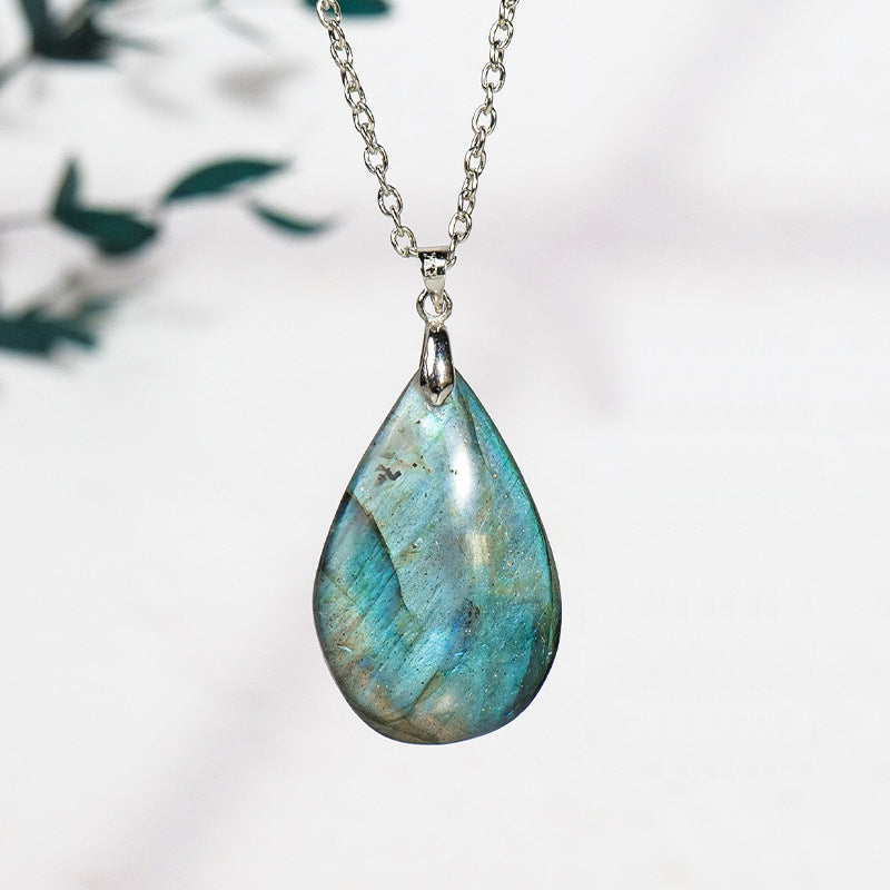 Labradorite Water Drop Support Healing Necklace Pendant