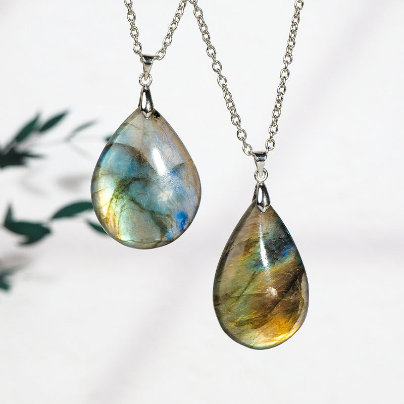 Labradorite Water Drop Support Healing Necklace Pendant