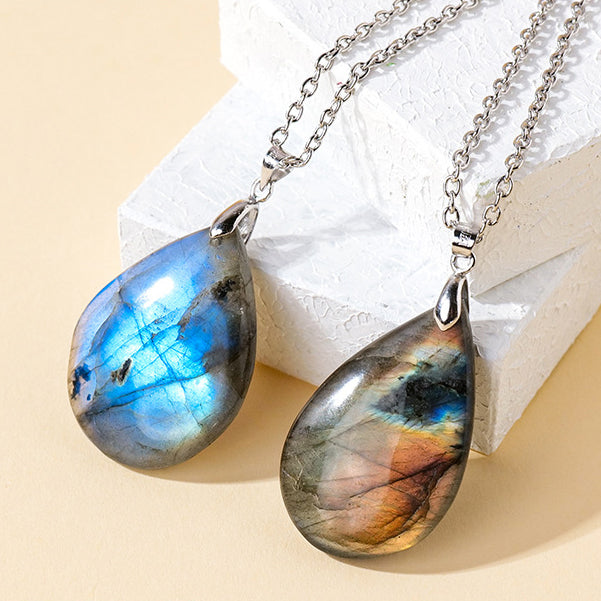 Labradorite Water Drop Support Healing Necklace Pendant