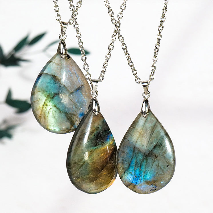 Labradorite Water Drop Support Healing Necklace Pendant