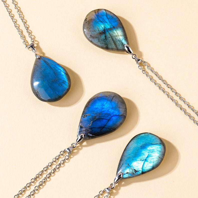 Labradorite Water Drop Support Healing Necklace Pendant