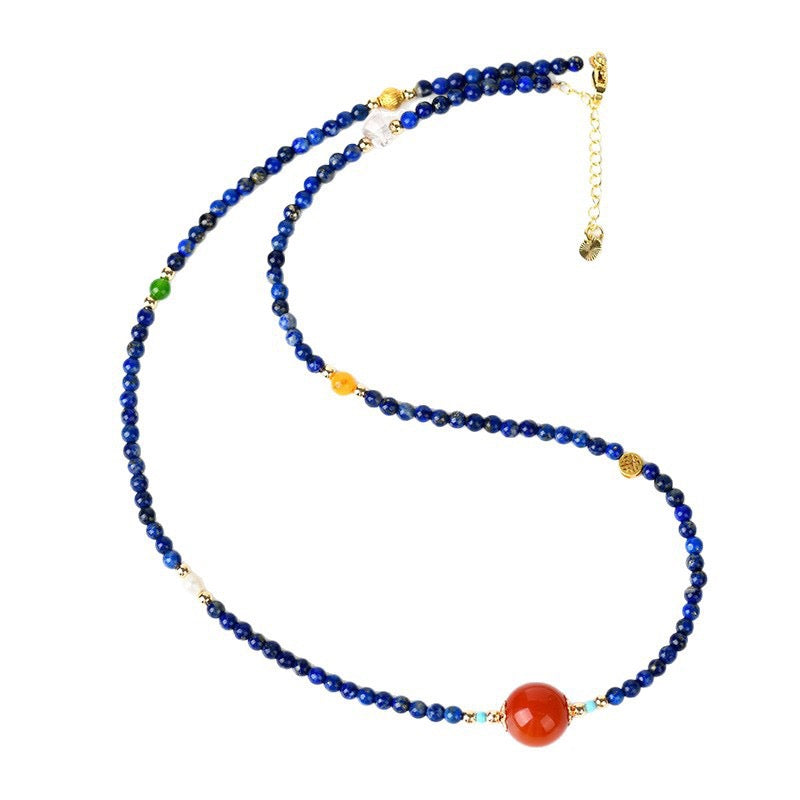 Lapis Lazuli Red Agate Wisdom Necklace
