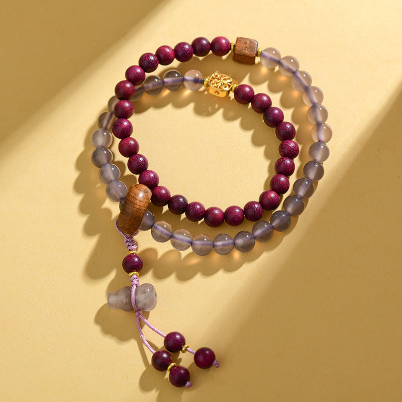 Lavender Agate & Zisu Wood Double Bracelet