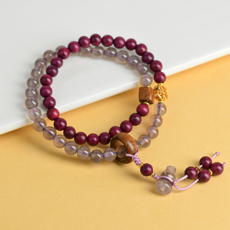 Lavender Agate & Zisu Wood Double Bracelet