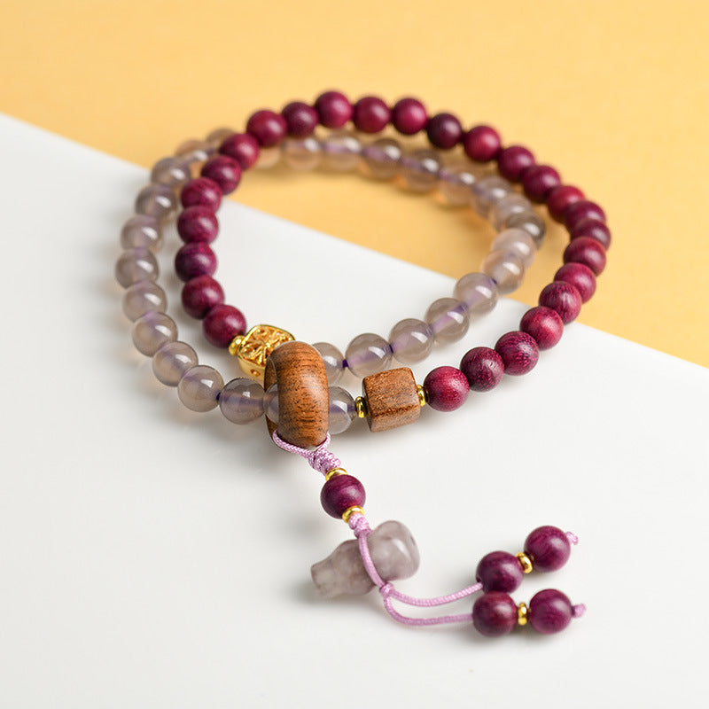 Lavender Agate & Zisu Wood Double Bracelet