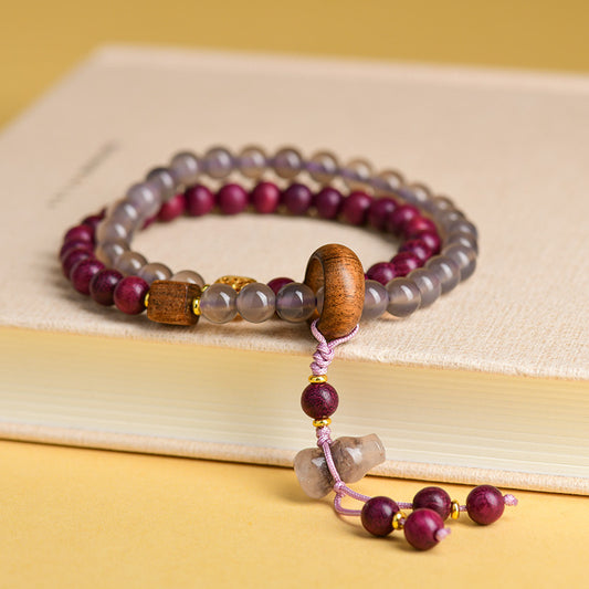 Lavender Agate & Zisu Wood Double Bracelet