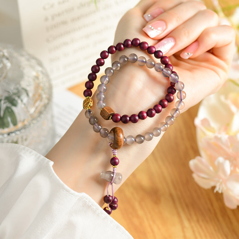 Lavender Agate & Zisu Wood Double Bracelet