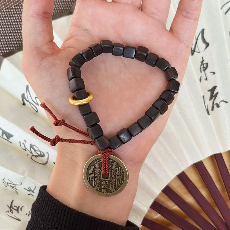 Fortune & Karma Mystic Green Sandalwood Ghost Coin Bracelet