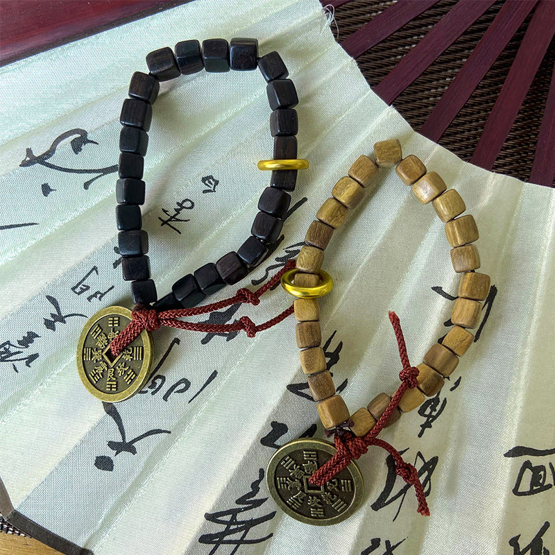 Fortune & Karma Mystic Green Sandalwood Ghost Coin Bracelet