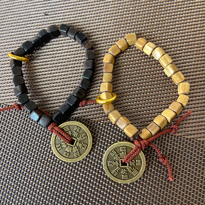 Fortune & Karma Mystic Green Sandalwood Ghost Coin Bracelet