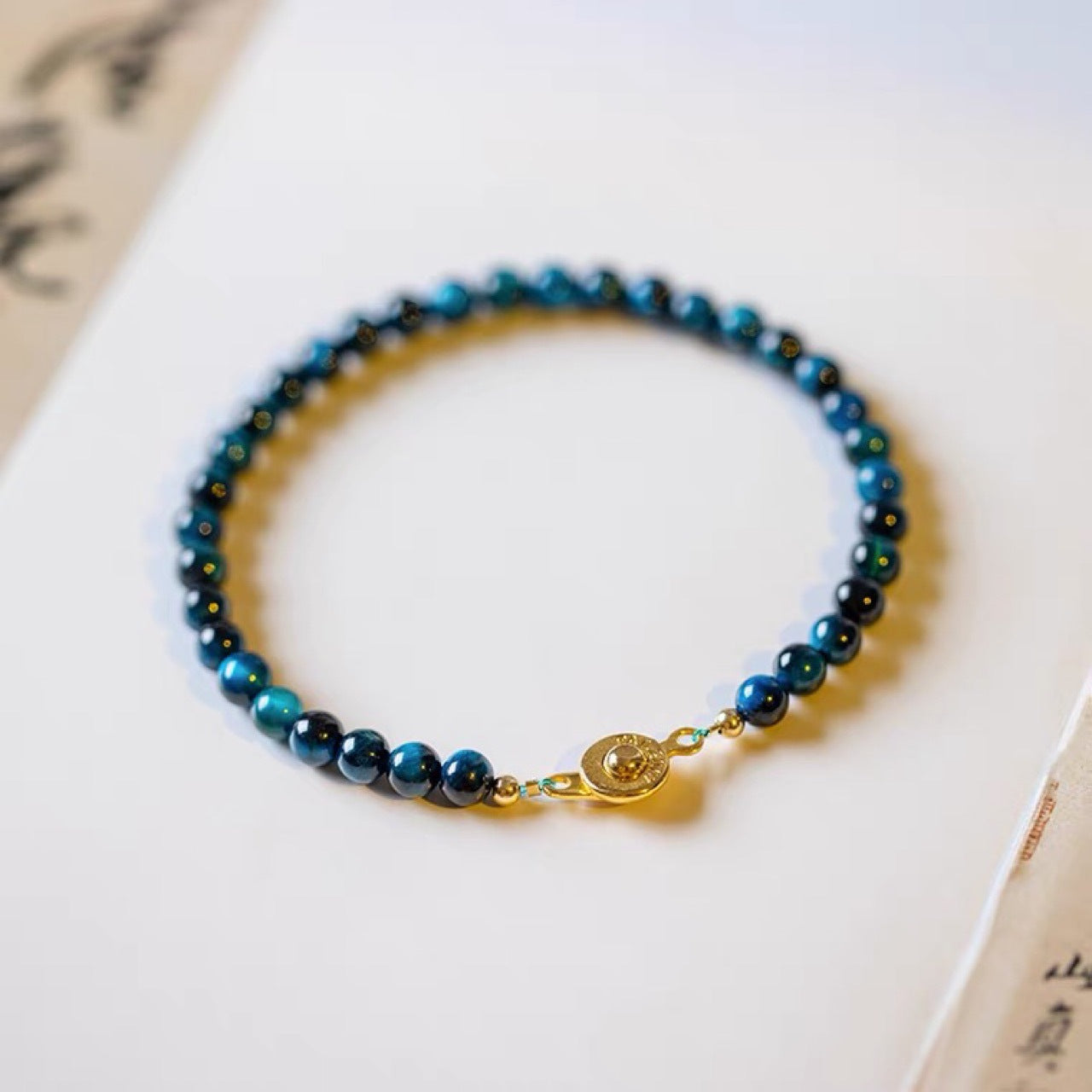 Natural Blue Tiger Eye Stone Protection Chain Bracelet - Fortune & Karma