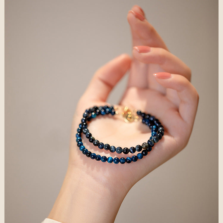 Natural Blue Tiger Eye Stone Protection Chain Bracelet - Fortune & Karma