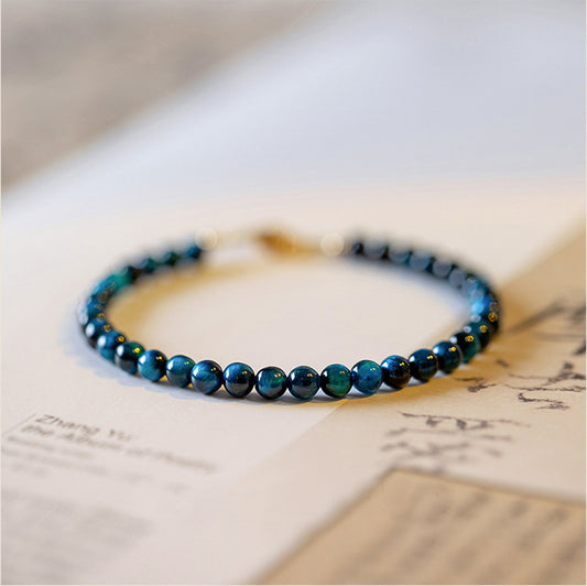 Natural Blue Tiger Eye Stone Protection Chain Bracelet - Fortune & Karma
