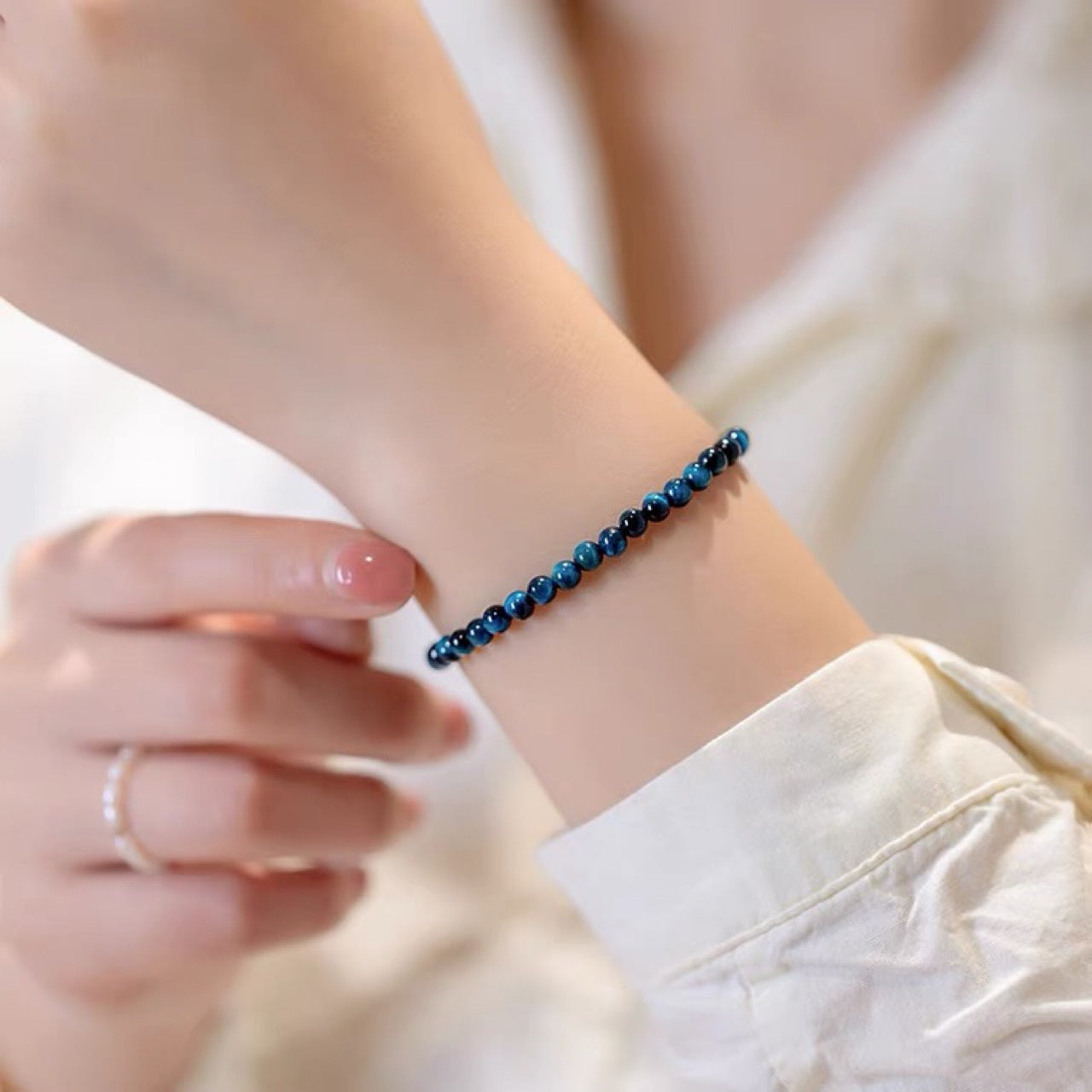 Natural Blue Tiger Eye Stone Protection Chain Bracelet - Fortune & Karma
