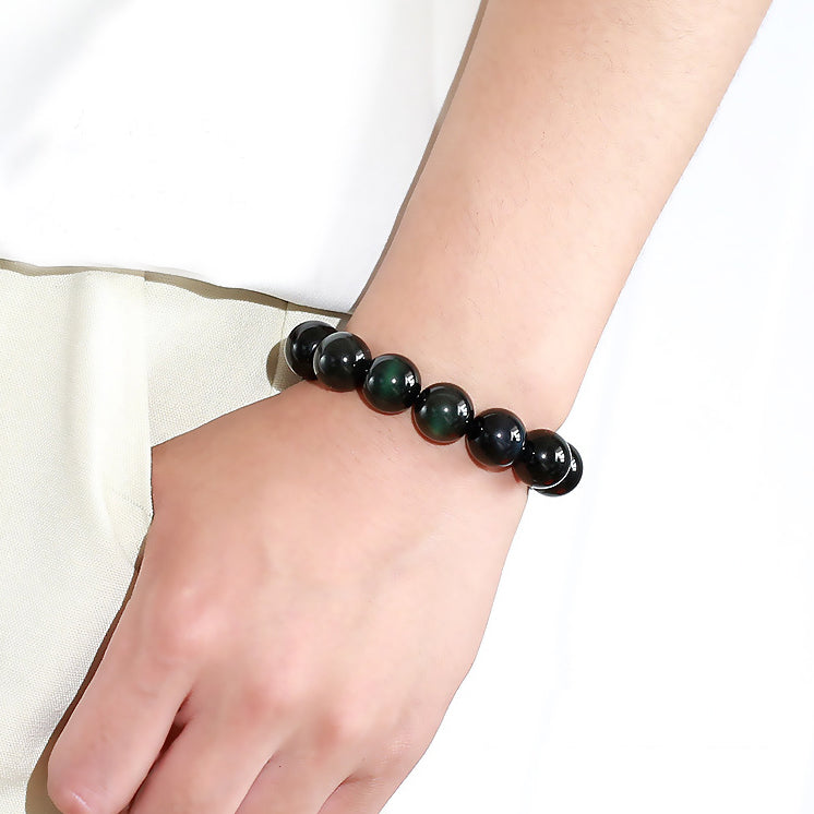 Natural Green Eye Obsidian Wealth Bracelet