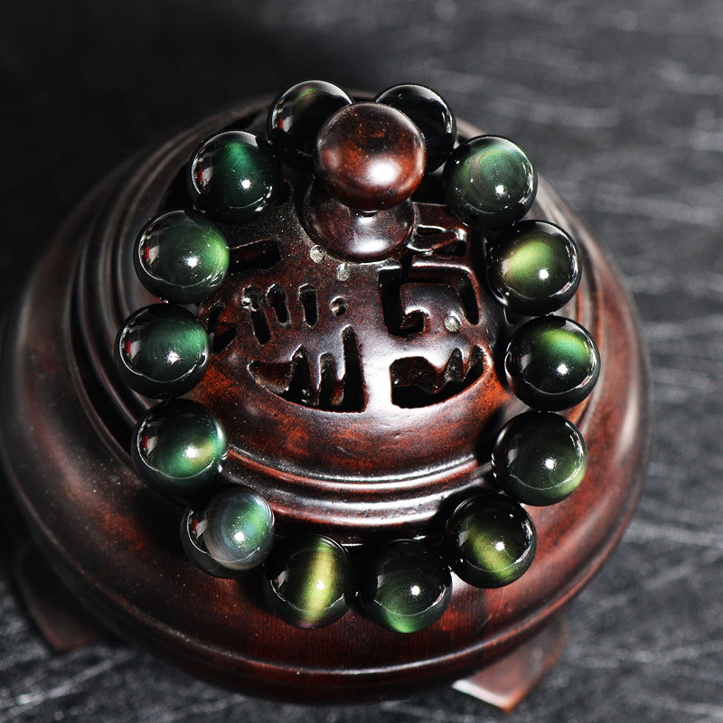 Natural Green Eye Obsidian Wealth Bracelet