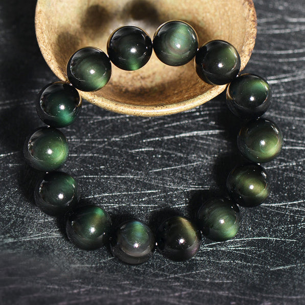 Natural Green Eye Obsidian Wealth Bracelet
