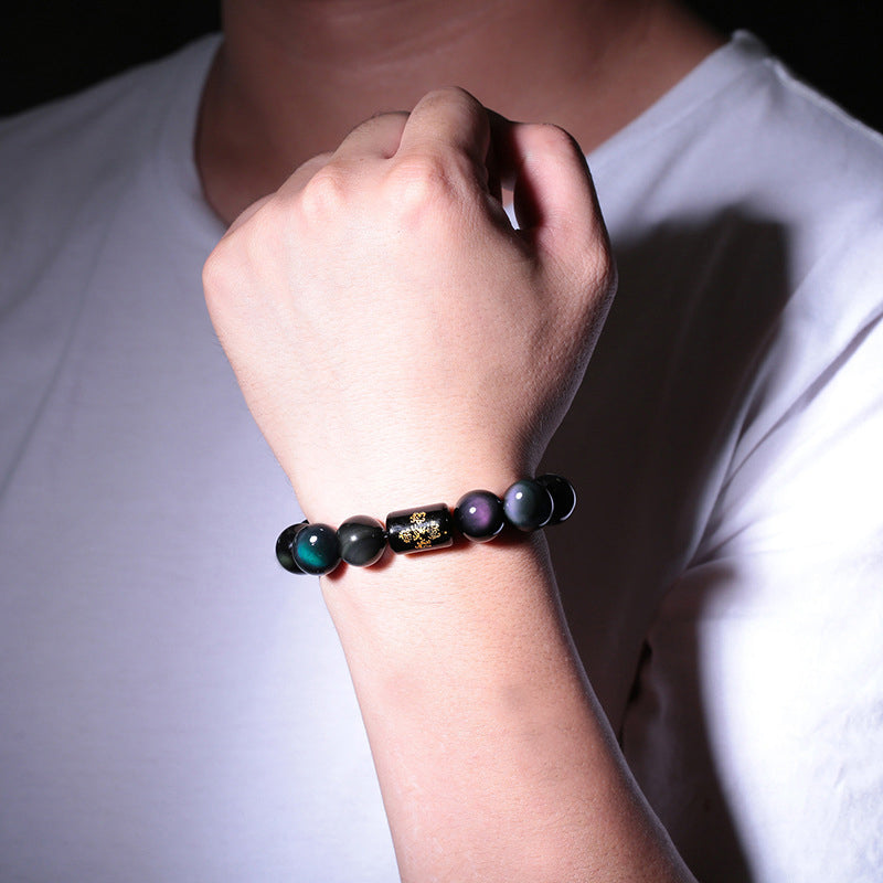 Natural Rainbow Obsidian Positive Transformation Bracelet