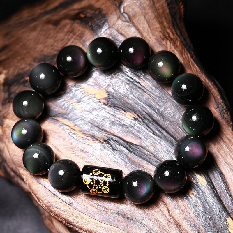 Natural Rainbow Obsidian Positive Transformation Bracelet