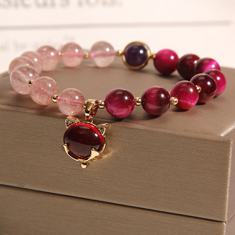 Natural Strawberry Quartz Pixiu Love Bracelet