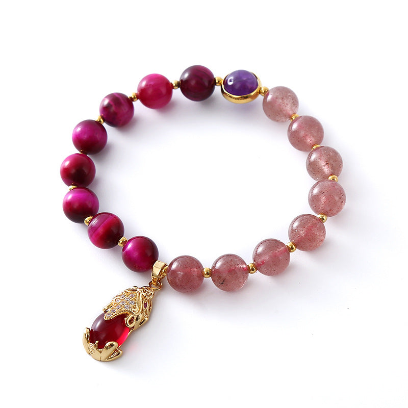 Natural Strawberry Quartz Pixiu Love Bracelet